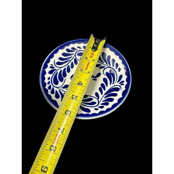 Anfora Puebla Blue 6" Sauce Bowls Hand Painted Mexico Collect Early Vintage Bird - Picture 3 of 8